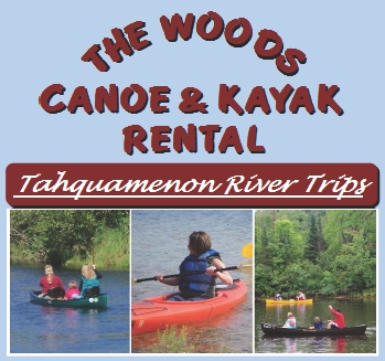 Photo of brochure for "The Woods 'Tahquamenon River' Canoe & Kayak Rental"